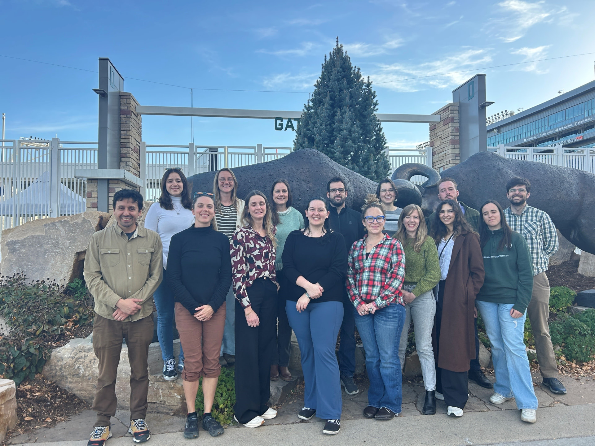 MEMS training cohort in front of the CSU Ram statue
